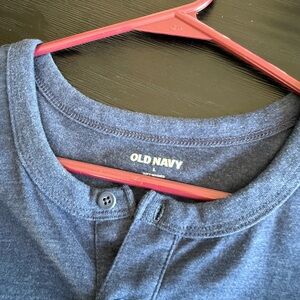 Two Old Navy Blue and Green Henley Shirts